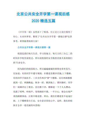 北京公共安全开学第一课观后感2020精选五篇.doc