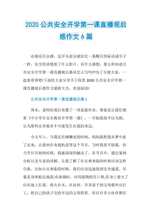 2020公共安全开学第一课直播观后感作文6篇.doc