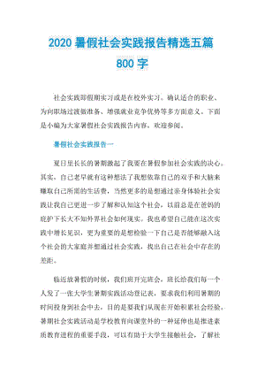 2020暑假社会实践报告精选五篇800字.doc