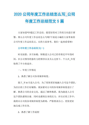 2020公司年度工作总结怎么写_公司年度工作总结范文5篇.doc