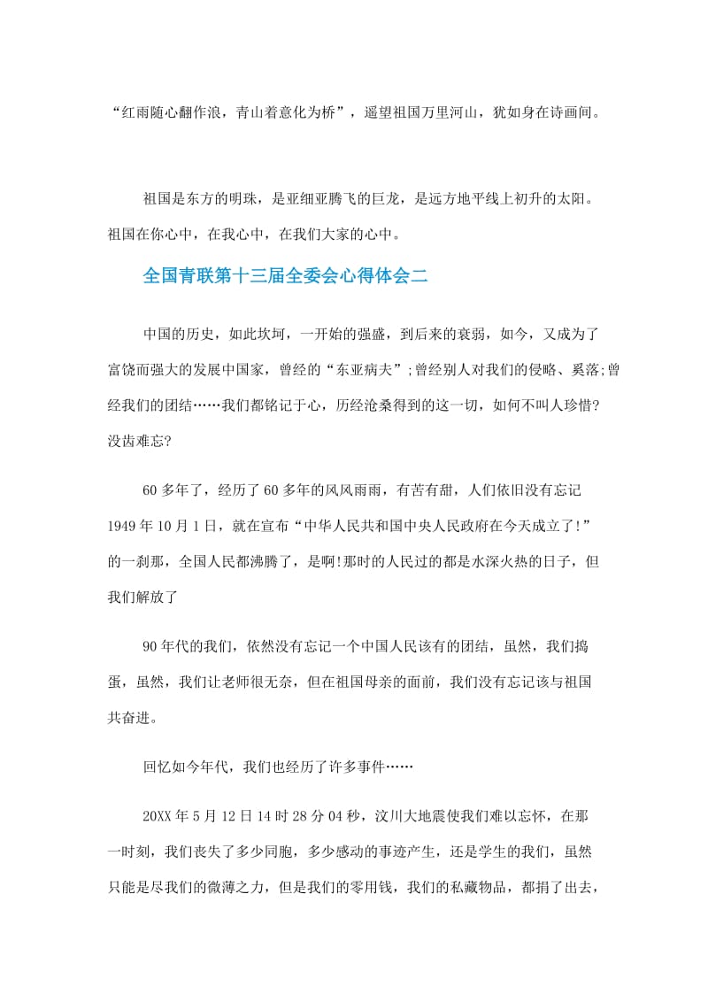 关于全国青联第十三届全委会心得体会作文5篇精选2020.doc_第3页