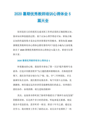 2020暑期优秀教师培训心得体会5篇大全.doc