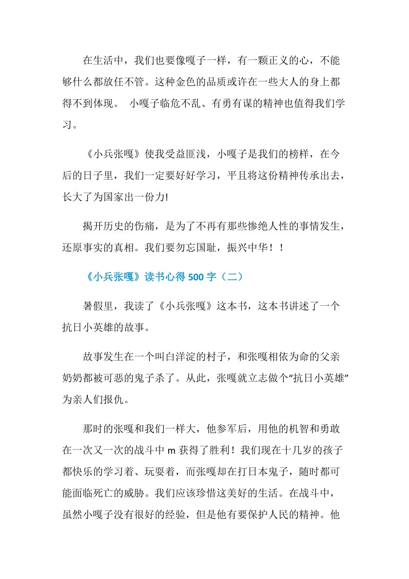 《小兵张嘎》读书心得500字六篇.doc_第2页