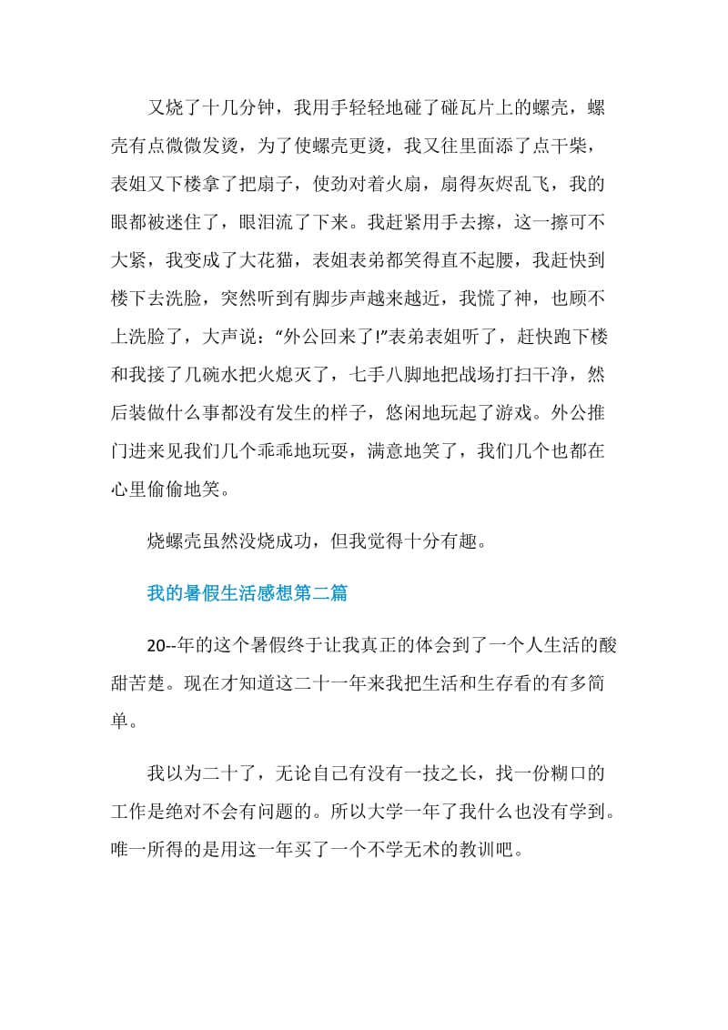 2020关于我的暑假生活感想心得范文精选5篇.doc_第2页