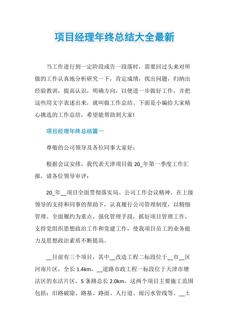 项目经理年终总结大全最新.doc_第1页