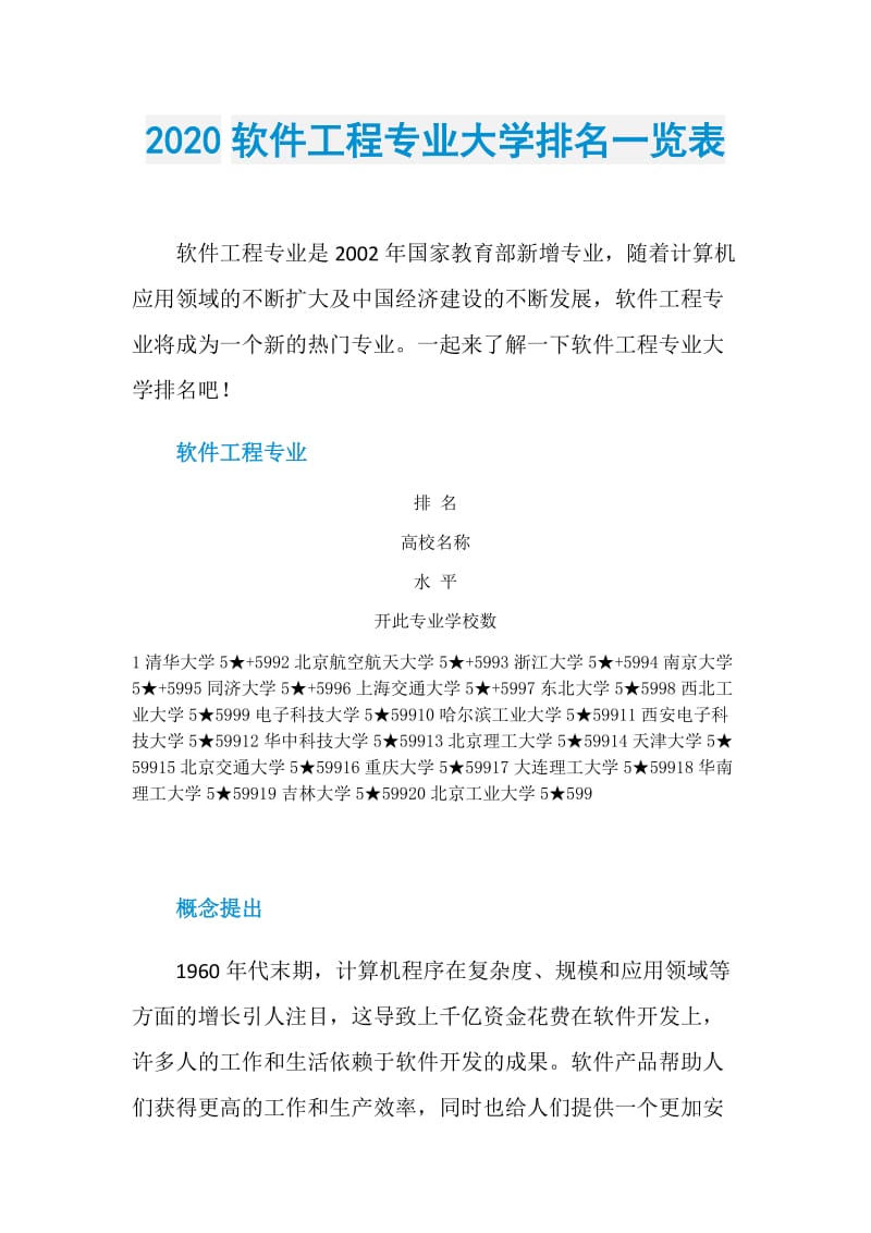 2020软件工程专业大学排名一览表.doc_第1页