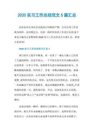 2020实习工作总结范文5篇汇总.doc