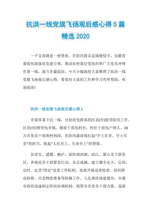 抗洪一线党旗飞扬观后感心得5篇精选2020.doc