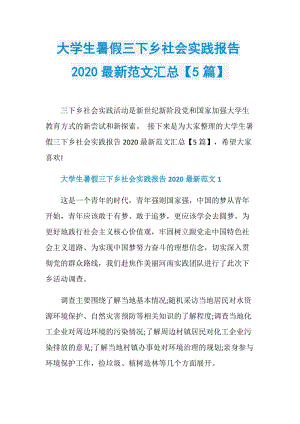 大学生暑假三下乡社会实践报告2020最新范文汇总【5篇】.doc