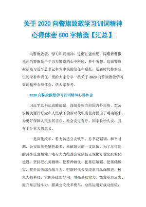 关于2020向警旗致敬学习训词精神心得体会800字精选【汇总】.doc