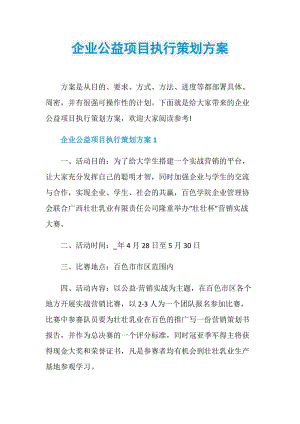 企业公益项目执行策划方案.doc