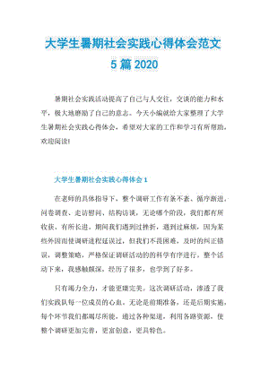 大学生暑期社会实践心得体会范文5篇2020.doc