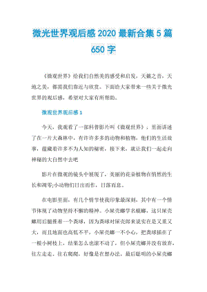 微光世界观后感2020最新合集5篇650字.doc