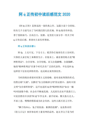 阿q正传初中读后感范文2020.doc