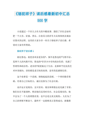 《骆驼祥子》读后感最新初中汇总500字.doc