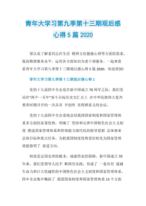 青年大学习第九季第十三期观后感心得5篇2020.doc