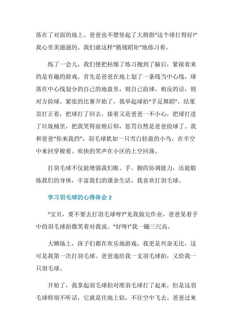 学习羽毛球的感想初中范文700字.doc_第2页