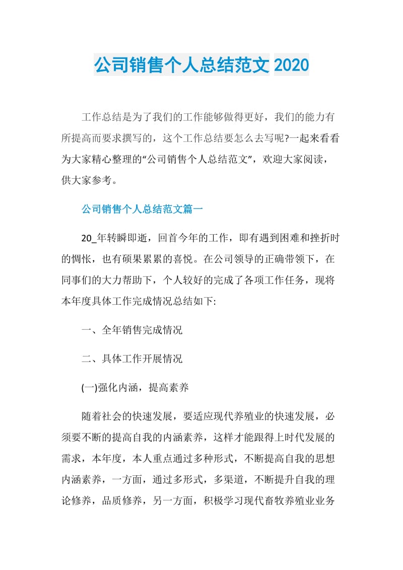 公司销售个人总结范文2020.doc_第1页