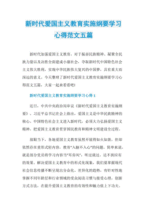 新时代爱国主义教育实施纲要学习心得范文五篇.doc