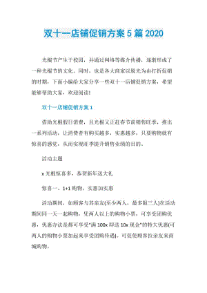 双十一店铺促销方案5篇2020.doc