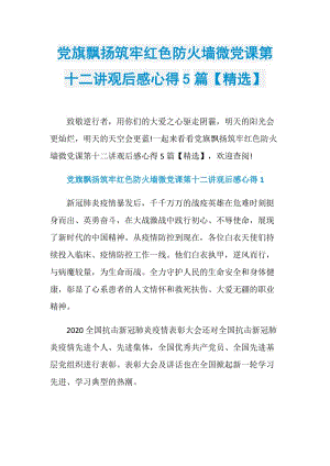 党旗飘扬筑牢红色防火墙微党课第十二讲观后感心得5篇【精选】.doc