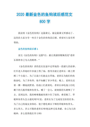 2020最新金色的鱼钩读后感范文800字.doc