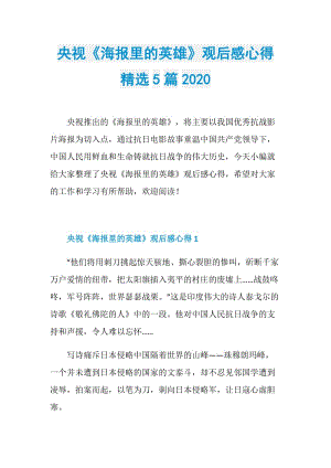 央视《海报里的英雄》观后感心得精选5篇2020.doc