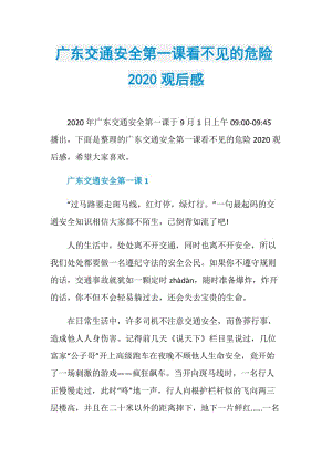 广东交通安全第一课看不见的危险2020观后感.doc