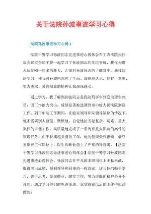 关于法院孙波事迹学习心得.doc