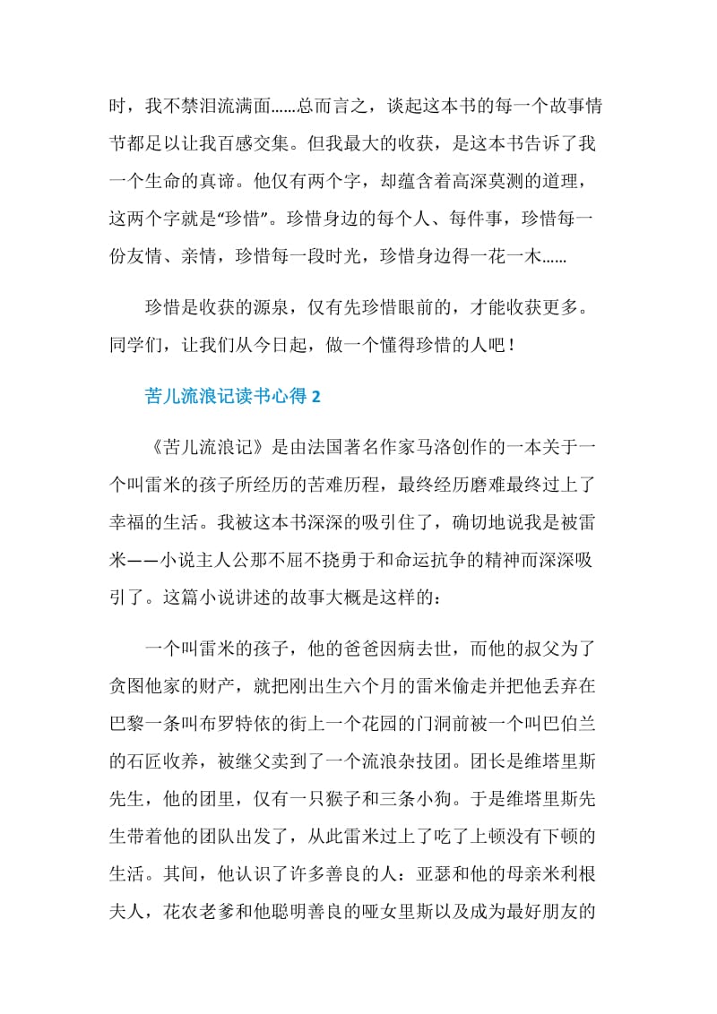 苦儿流浪记读书心得范文.doc_第2页