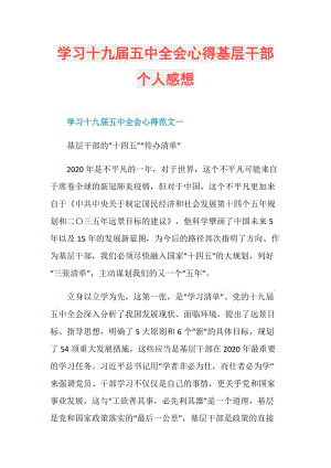 学习十九届五中全会心得基层干部个人感想.doc