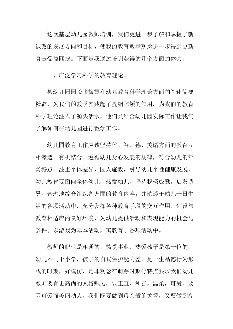 新幼儿教师培训总结模板参考.doc_第2页