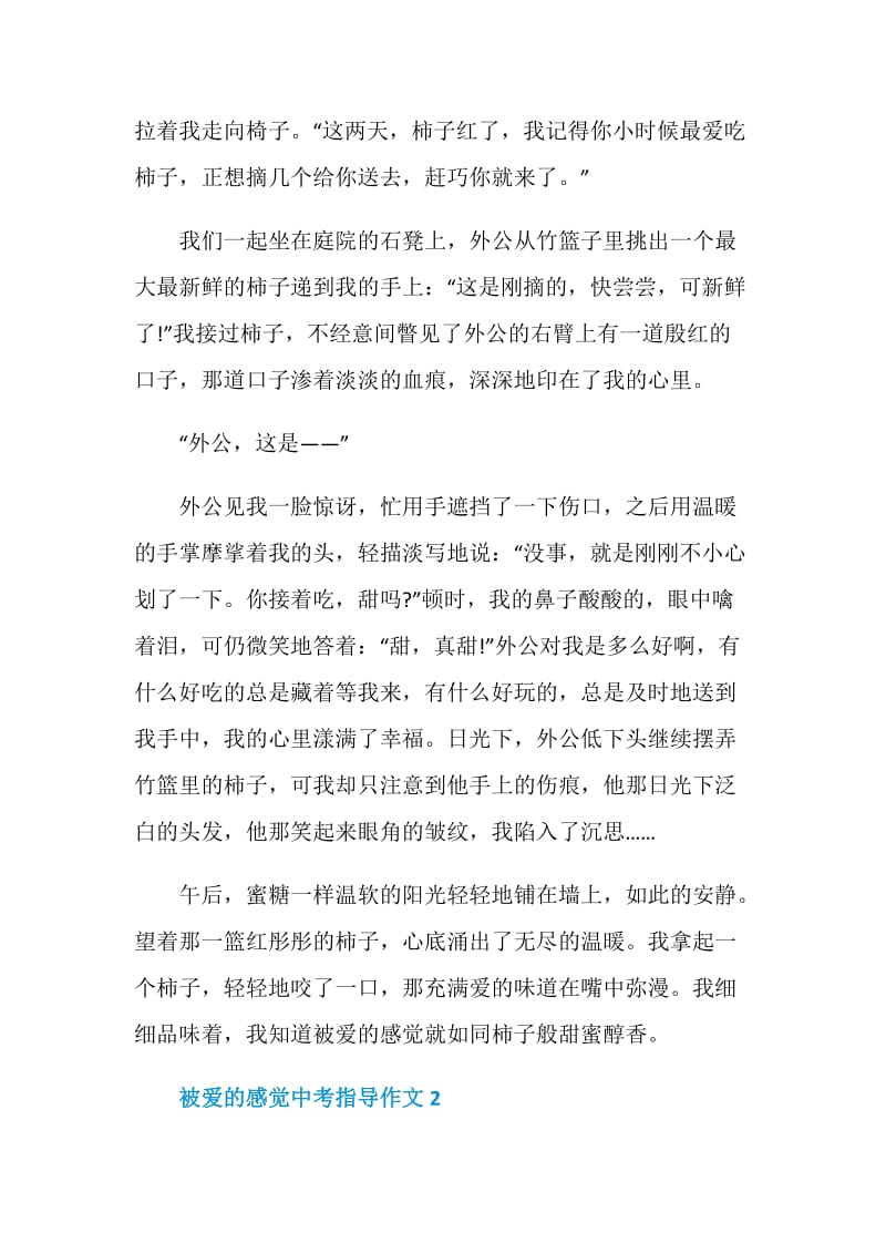 被爱的感觉中考指导作文.doc_第2页