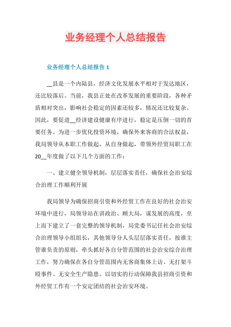 业务经理个人总结报告.doc_第1页