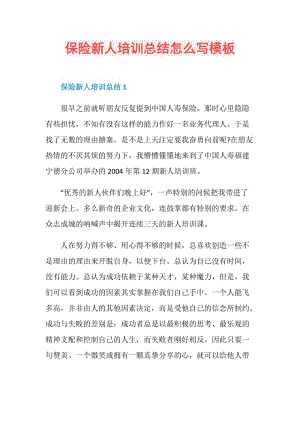 保险新人培训总结怎么写模板.doc