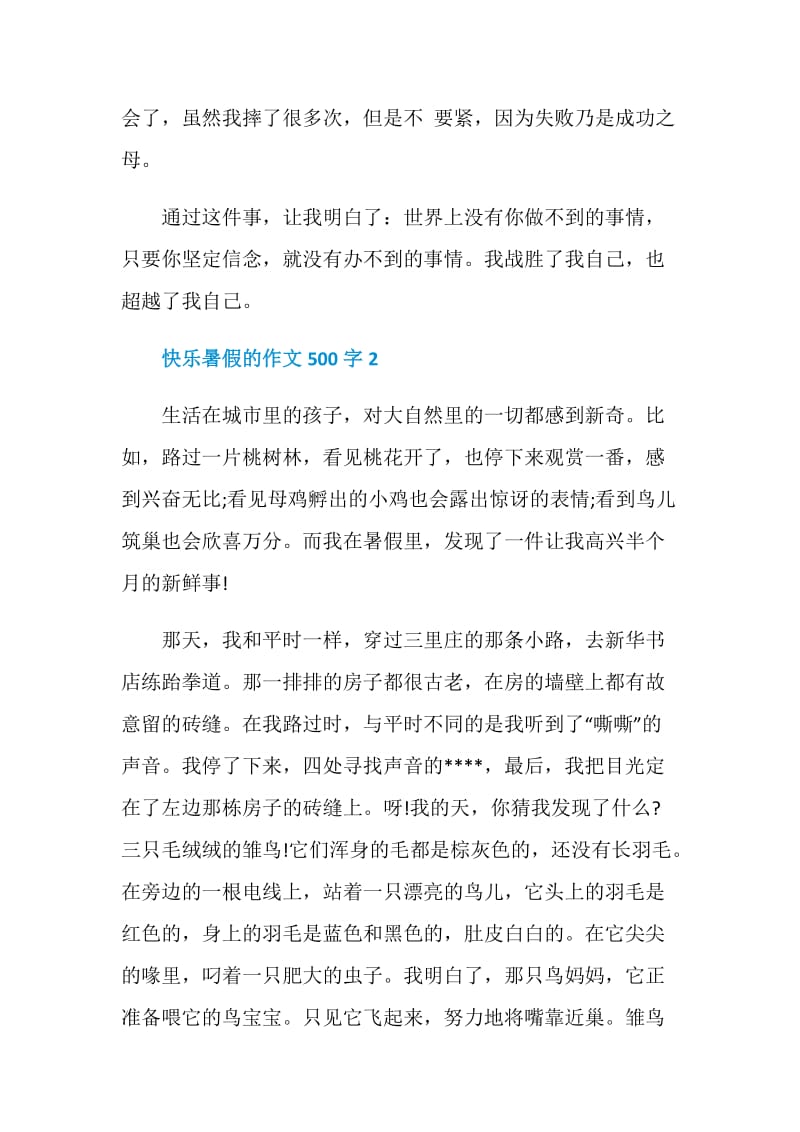 快乐暑假的作文500字.doc_第2页