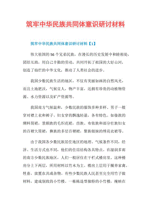 筑牢中华民族共同体意识研讨材料.doc