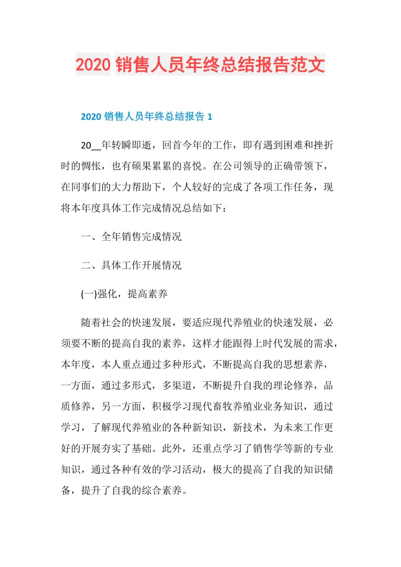 2020销售人员年终总结报告范文.doc_第1页