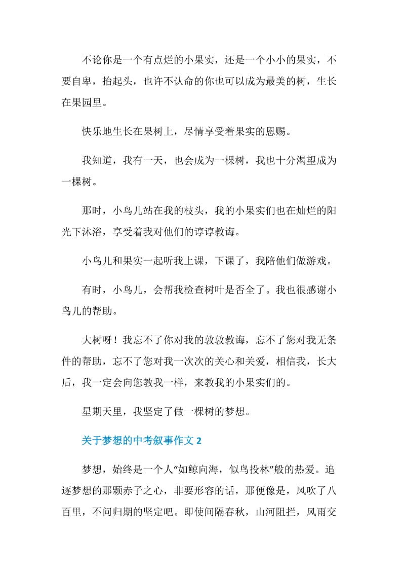 关于梦想的中考叙事作文.doc_第2页