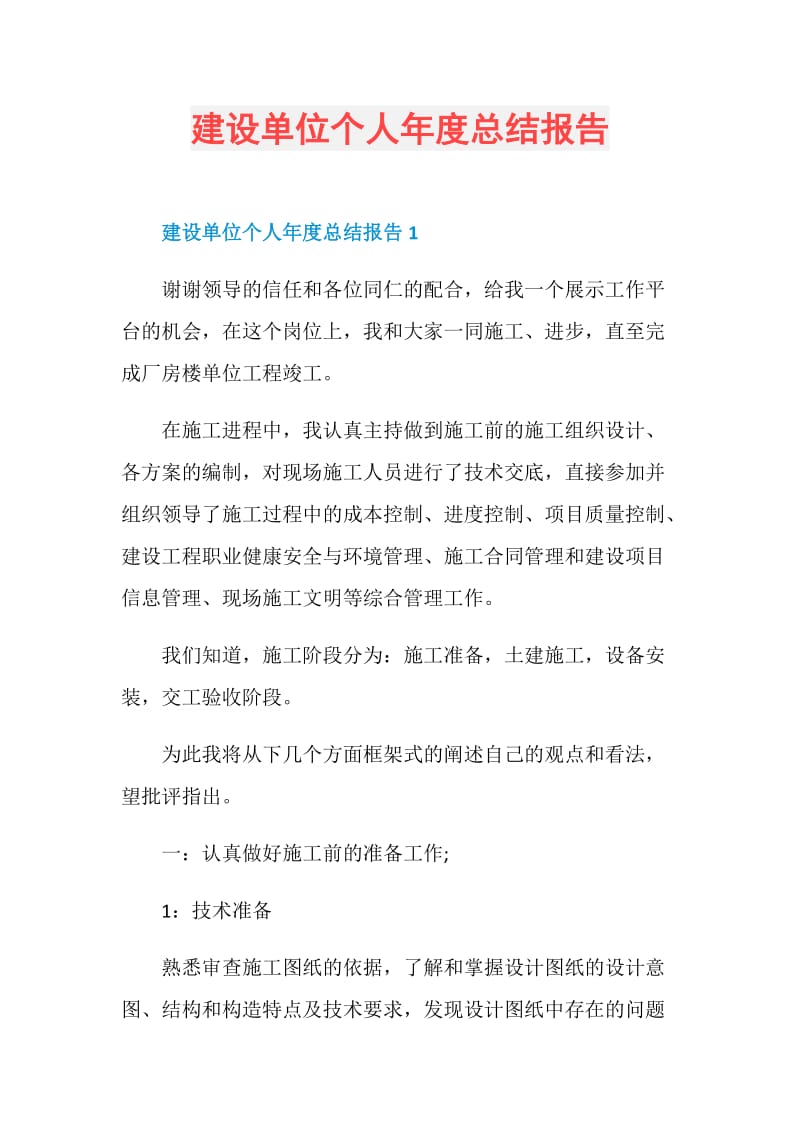 建设单位个人年度总结报告.doc_第1页