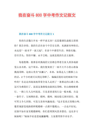 我在奋斗800字中考作文记叙文.doc