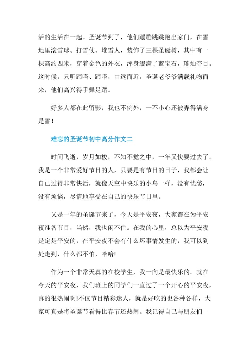 2020难忘的圣诞节初中高分作文.doc_第2页