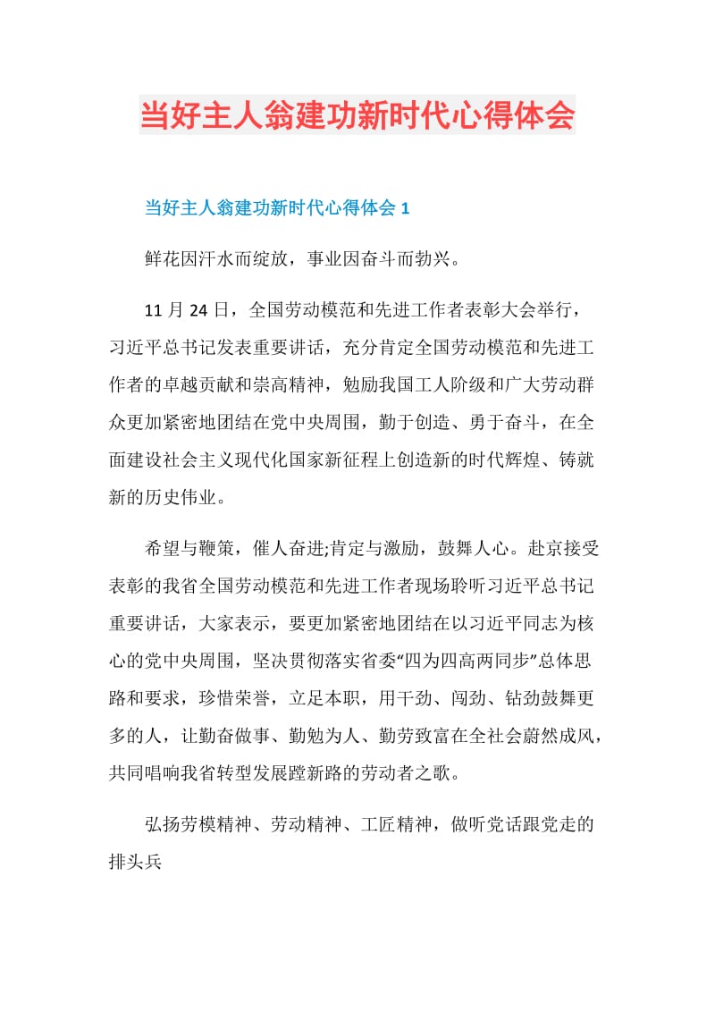 当好主人翁建功新时代心得体会.doc_第1页