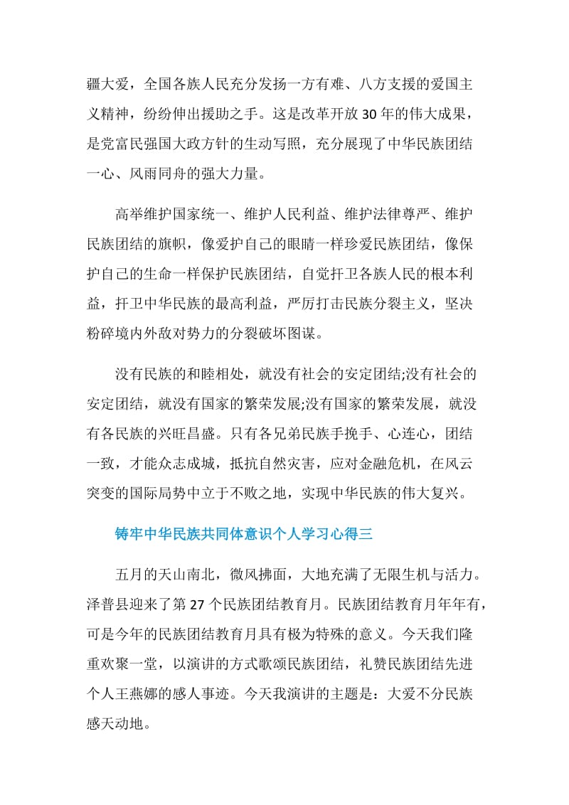 铸牢中华民族共同体意识个人学习心得五篇.doc_第3页