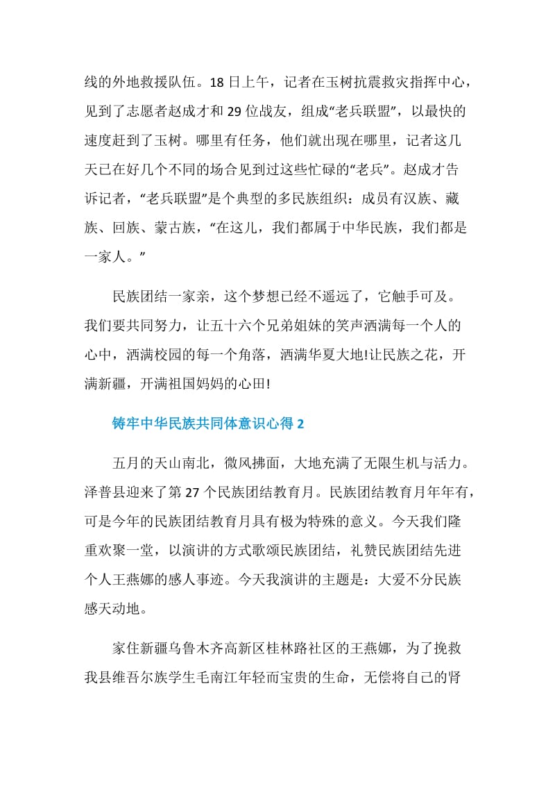 2020铸牢中华民族共同体意识心得800字.doc_第2页