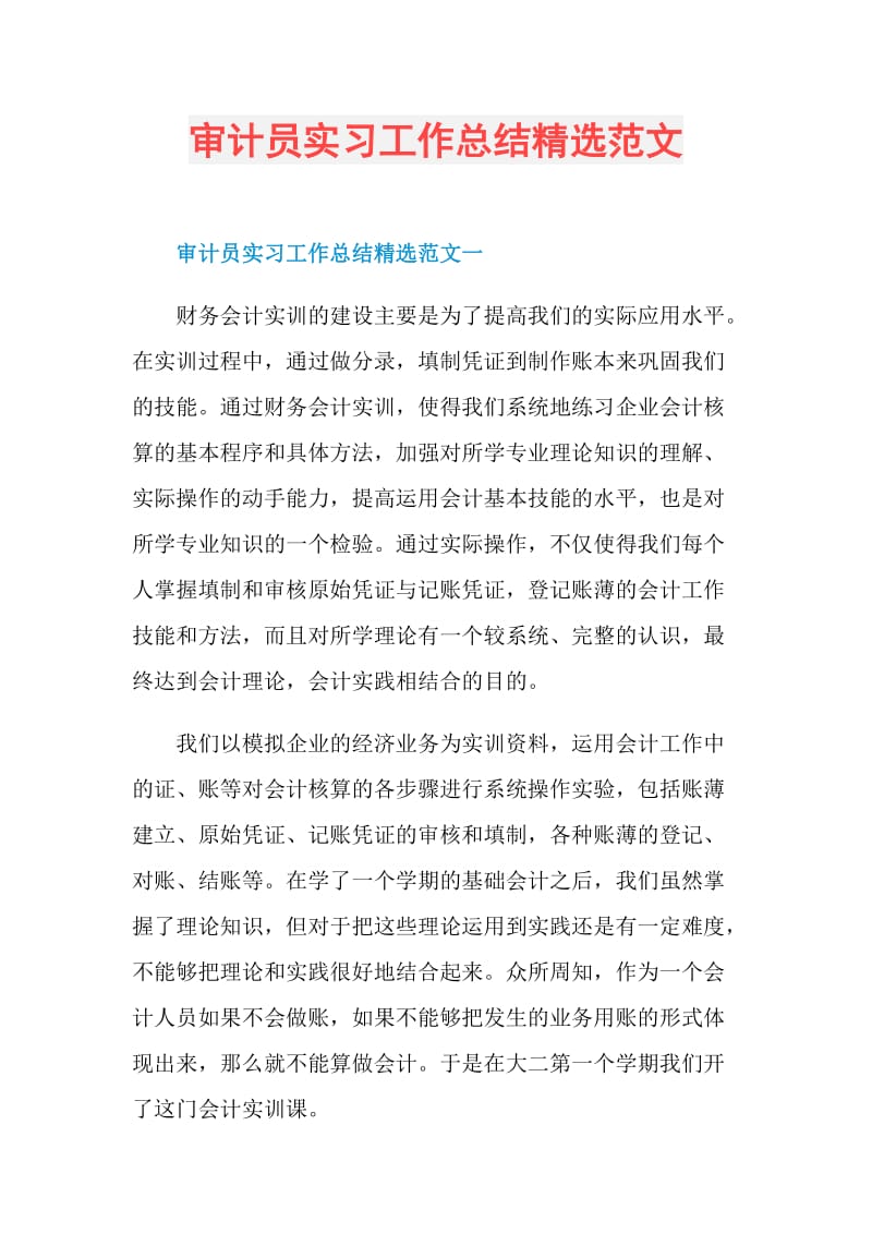 审计员实习工作总结精选范文.doc_第1页