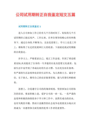 公司试用期转正自我鉴定短文五篇.doc