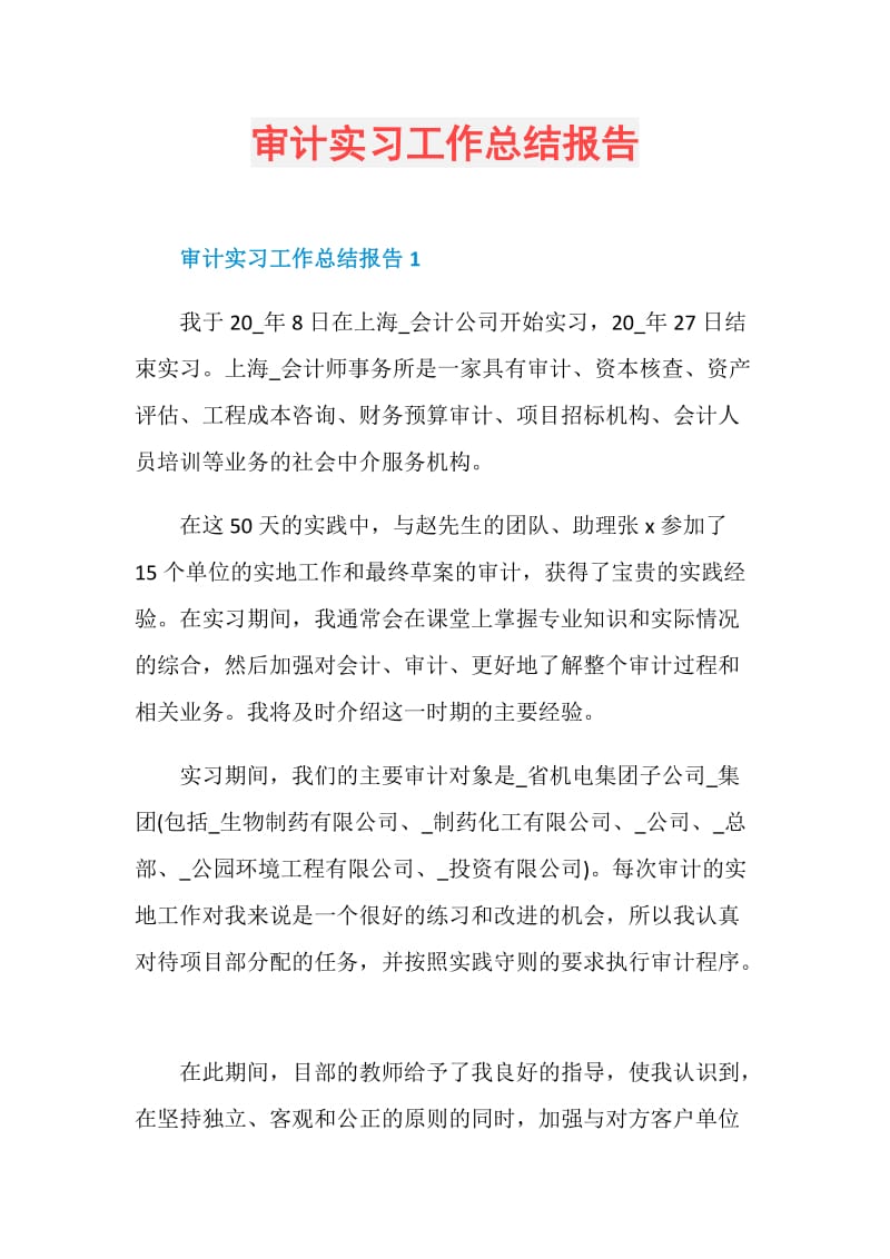 审计实习工作总结报告.doc_第1页