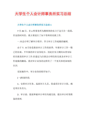 大学生个人会计师事务所实习总结.doc