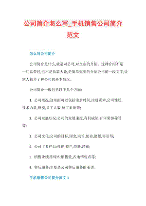 公司简介怎么写_手机销售公司简介范文.doc